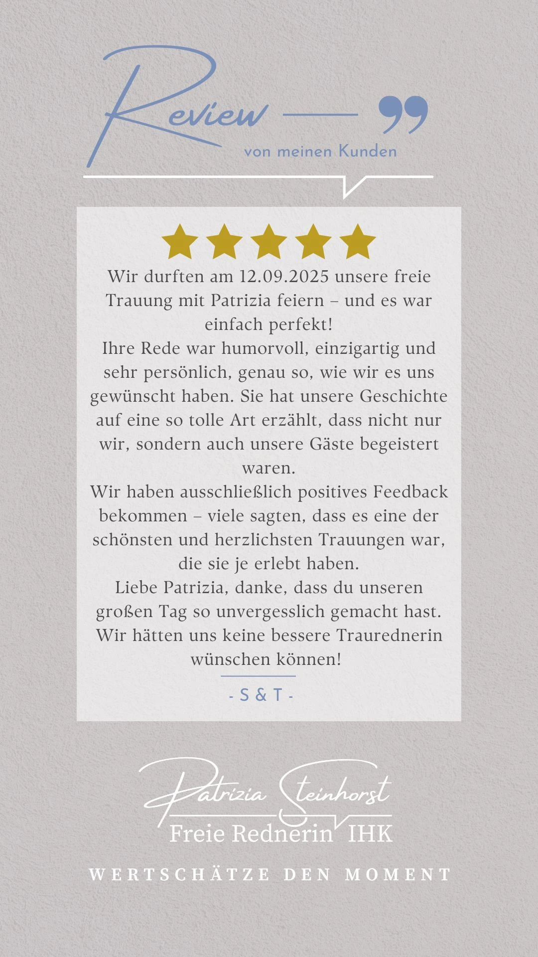 Rezension Traurednerin, freie Trauung Rezension Traurednerin, freie Trauung